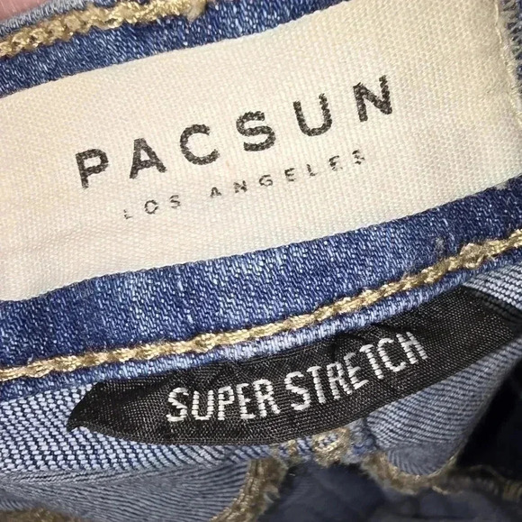 PacSun Super Stretch Ankle Jegging Cutoff Hem Floral Embroidered Jeans Size 24 - Picture 6 of 10